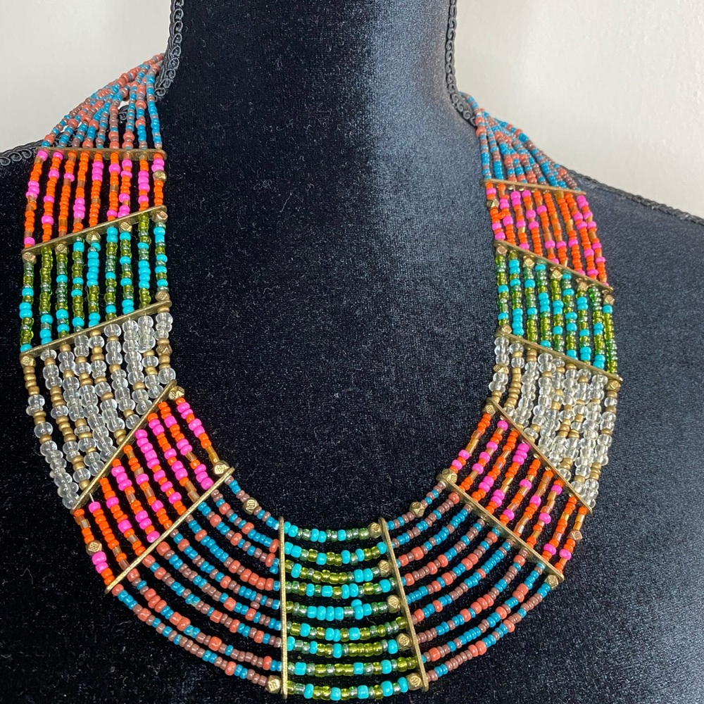 Boutique find, threaded beaded statement necklace/collar